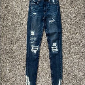 American Eagle dark wash high waisted ripped jeans